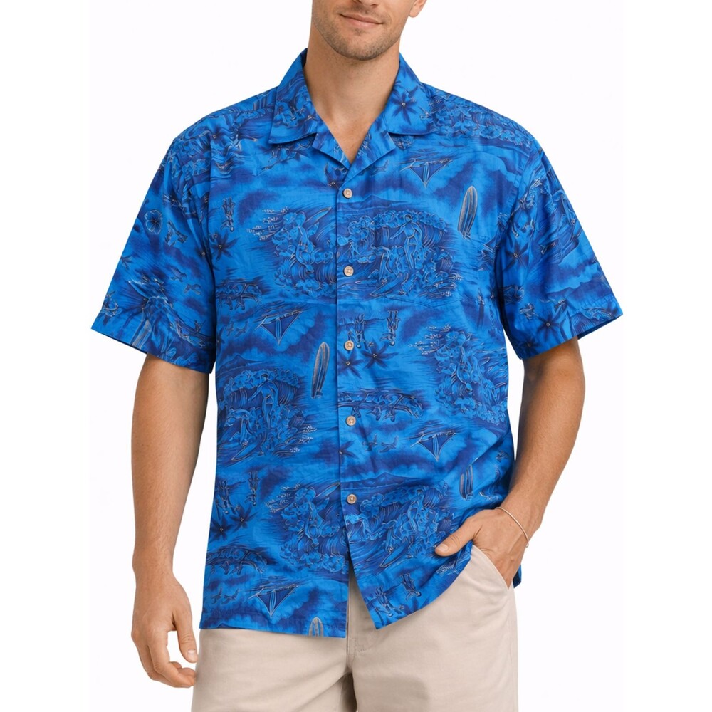 Vintage Paradis Hawaii Blue Surf Aloha Shirt